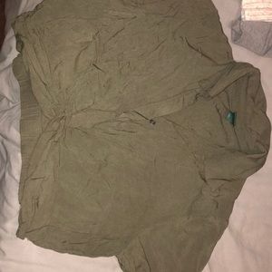 Olive green tied in the front crop top!